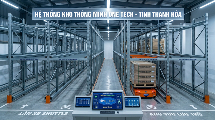 Mô hình kệ Radio Shuttle Thanh Hóa trong kho pallet tự động
