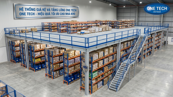 Kệ mezzanine kết hợp hệ thống racking công nghiệp Kệ sàn mezzanine kết hợp kệ selective
