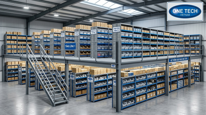 Kệ mezzanine kết hợp kệ trung tải Kệ sàn mezzanine kết hợp kệ trung tải