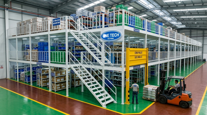 Kệ sàn mezzanine kho công nghiệp Nghi Sơn Kệ sàn mezzanine dùng trong kho công nghiệp tại Nghi Sơn Thanh Hóa