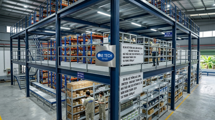 Kệ mezzanine cho nhà máy Thanh Hóa Kệ sàn mezzanine trong nhà máy sản xuất tại Thanh Hóa