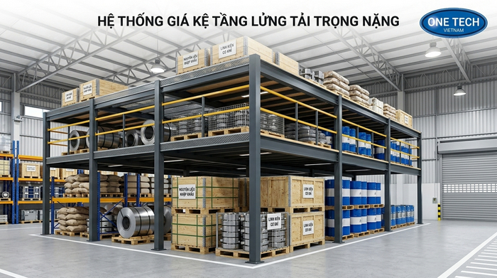 Kệ sàn mezzanine tải trọng nặng Kệ sàn mezzanine tải trọng nặng cho kho công nghiệp