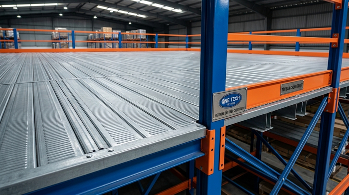Mặt sàn tôn gân kệ mezzanine Mặt sàn tôn gân dùng cho kệ sàn mezzanine