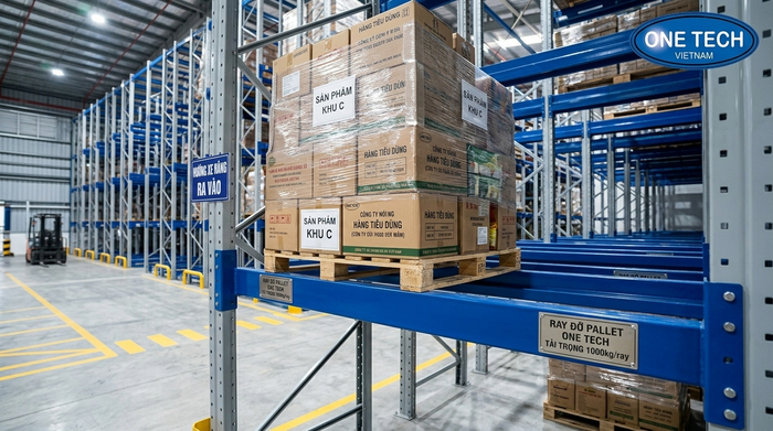 Ray đỡ pallet kệ drive in Ray đỡ pallet của kệ drive in cho kho hàng nặng