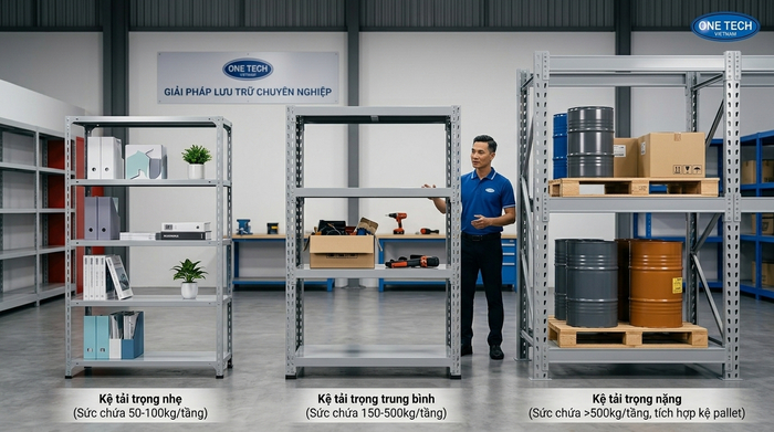 So sánh kệ trung tải Thanh Hóa với kệ hạng nhẹ và kệ tải trọng nặng