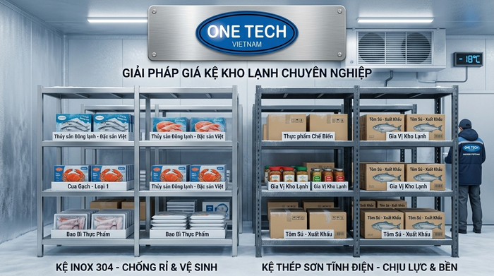 So sánh vật liệu kệ kho lạnh inox 304 và thép sơn tĩnh điện