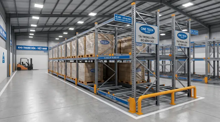 An toàn vận hành kệ Push Back Thanh Hóa An toàn vận hành kệ Push Back Thanh Hóa trong kho công nghiệp