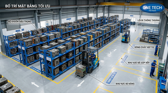 Bố trí mặt bằng kệ khuôn Thanh Hóa Bố trí mặt bằng kệ khuôn tối ưu mật độ lưu trữ
