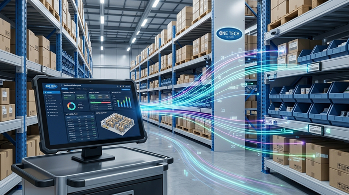 Hệ thống quản lý kho WMS tích hợp kệ kho Hệ thống quản lý kho WMS tích hợp với kệ kho thông minh