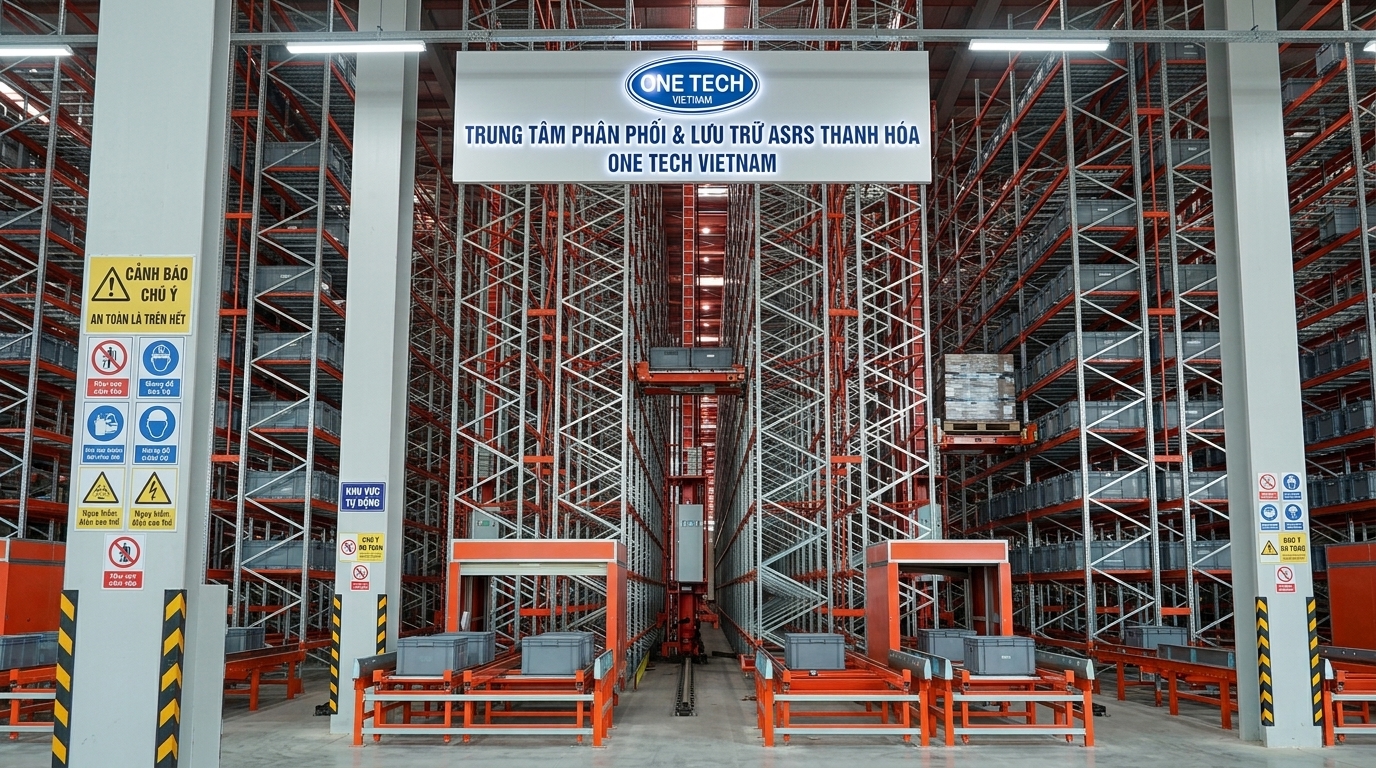 Kệ kho ASRS Thanh Hóa cho kho hàng tự động Mô phỏng kệ kho ASRS Thanh Hóa với thiết bị lưu trữ tự động trong nhà kho cao tầng