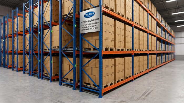 Kệ Push back Thanh Hóa cho kho pallet Kệ Push back cho kho thông minh lưu trữ pallet mật độ cao