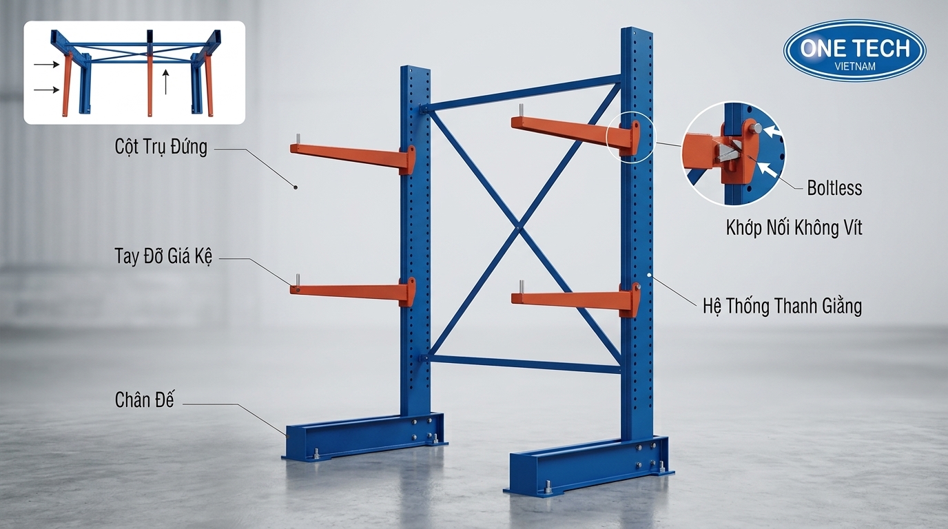 Cấu tạo kệ tay đỡ Thanh Hóa Cấu tạo cơ bản của kệ tay đỡ Thanh Hóa gồm cột trụ chân đế và tay đỡ
