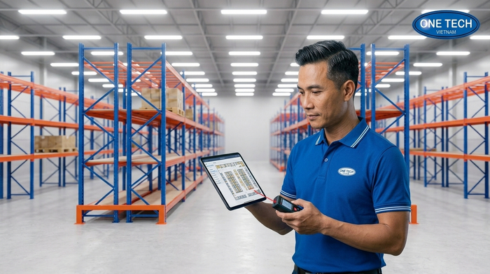 Đội ngũ kỹ thuật OneTech khảo sát thực tế mặt bằng kho hàng Đội ngũ kỹ thuật OneTech khảo sát thực tế mặt bằng kho hàng