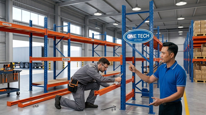 Quá trình lắp đặt nhanh chóng hệ thống kệ Selective tại nhà kho Quá trình lắp đặt nhanh chóng hệ thống kệ Selective tại nhà kho