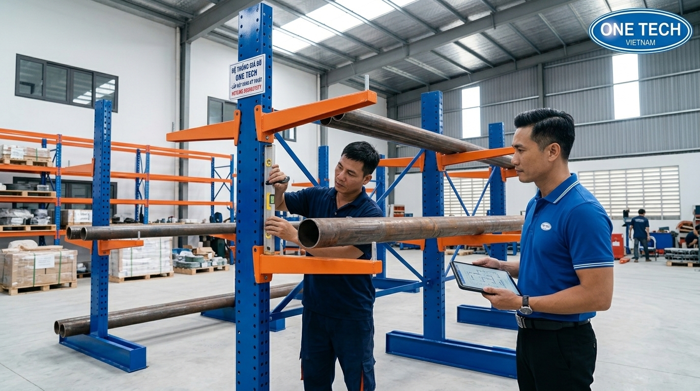 Lắp đặt kệ tay đỡ tại Thanh Hóa Lắp đặt kệ tay đỡ tại kho hàng Thanh Hóa cần căn chỉnh cột và tay đỡ chính xác