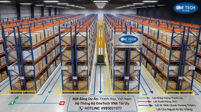 Layout kệ Narrow Aisle Thanh Hóa Layout Kệ Narrow Aisle Thanh Hóa cho kho công nghiệp có lối đi hẹp