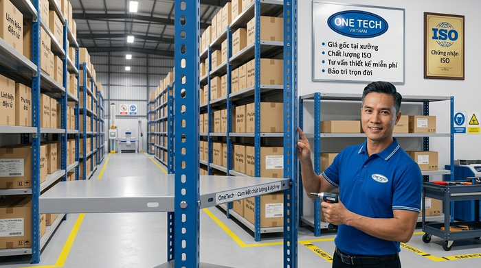 Nhà máy sản xuất kệ sắt v lỗ hiện đại của OneTech Group