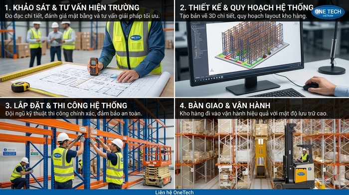 Quy trình triển khai kệ Narrow Aisle Thanh Hóa Quy trình lắp đặt Kệ Narrow Aisle Thanh Hóa từ khảo sát đến bàn giao