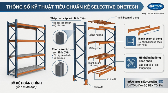 Bảng thông số kỹ thuật tiêu chuẩn của kệ Selective OneTech Bảng thông số kỹ thuật tiêu chuẩn của kệ Selective OneTech