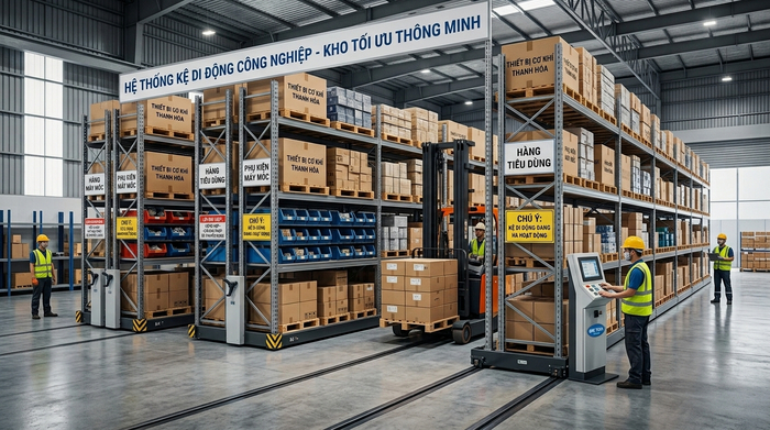 Tối ưu mặt bằng kho bằng kệ di động tại Thanh Hóa Tối ưu mặt bằng kho bằng kệ di động tại Thanh Hóa