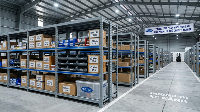 Kệ sắt v lỗ cho kho công nghiệp tại Nghi Sơn