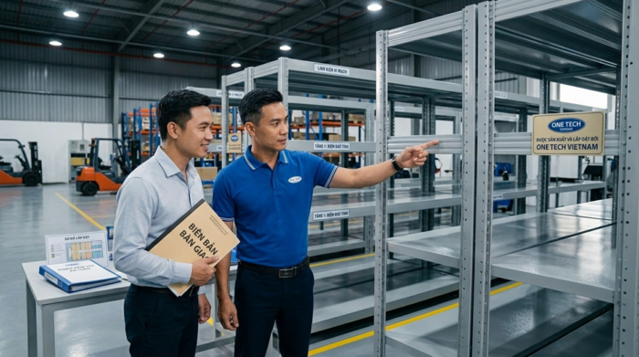 Bàn giao hệ thống kệ lưu trữ linh kiện điện tử sau lắp đặt