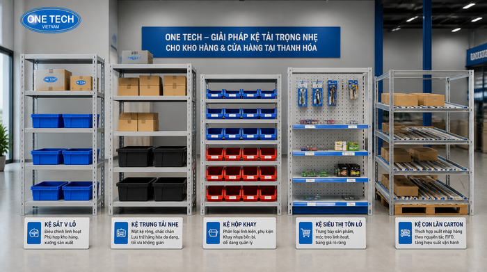 Các mẫu kệ tải trọng nhẹ Thanh Hóa cho kho và cửa hàng