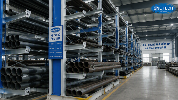 Kệ để ống thép cho kho vật liệu xây dựng Thanh Hóa Kệ để ống thép trong kho vật liệu xây dựng tại Thanh Hóa