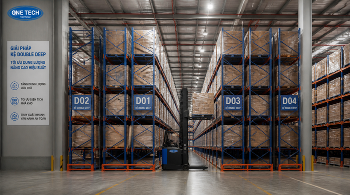 Kệ Double Deep kho pallet Thanh Hóa Kệ Double Deep tăng sức chứa pallet cho kho Thanh Hóa