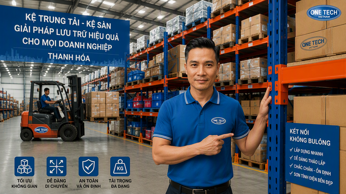 Kệ kho chứa pallet xếp chồng dùng xe nâng trong kho Thanh Hóa