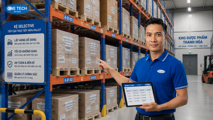 Kệ Selective cho kho dược phẩm quy mô lớn Kệ Selective tải trọng nặng cho kho dược phẩm pallet tại Thanh Hóa