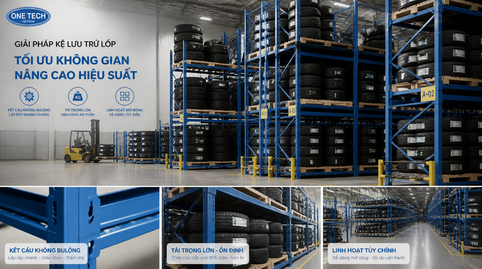 Kệ xếp chồng để lốp xe linh hoạt cho kho Kệ xếp chồng để lốp xe linh hoạt cho kho