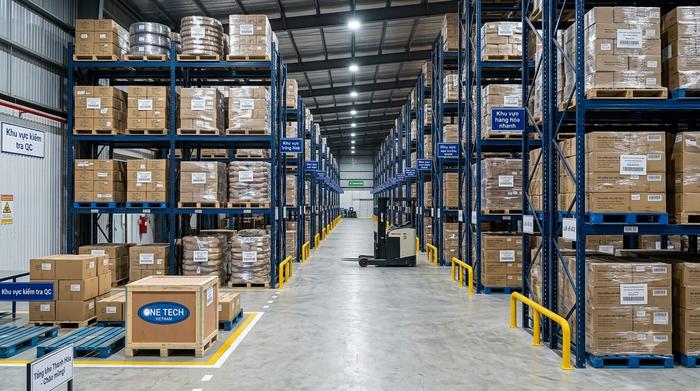 Lối đi xe nâng trong kho logistics Thanh Hóa Khoảng lối đi xe nâng trong kho logistics Thanh Hóa