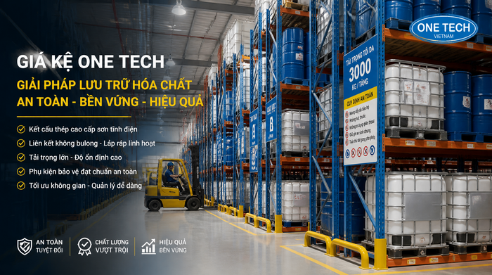 Phân khu kệ lưu trữ hóa chất an toàn trong kho Phân khu kệ lưu trữ hóa chất an toàn trong kho