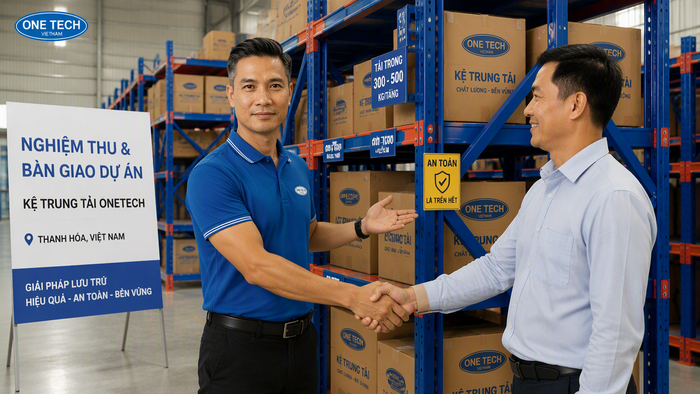 Bàn giao hệ thống kệ kho trung tải sau lắp đặt cho khách hàng tại Thanh Hóa