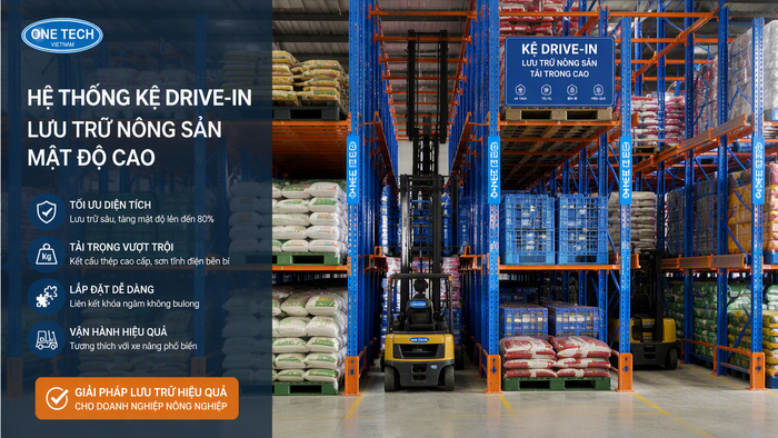 Kệ Drive In lưu trữ nông sản mật độ cao tại Thanh Hóa