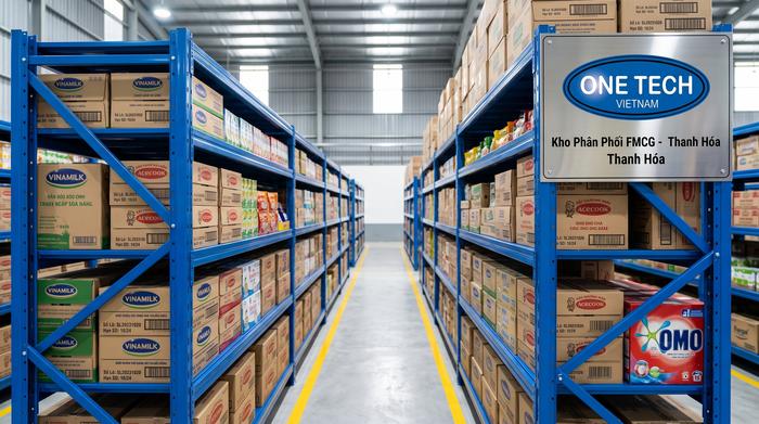 Hệ thống kệ kho FMCG Thanh Hóa cho tổng kho phân phối hàng tiêu dùng nhanh