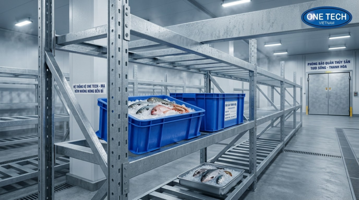 Kệ kho mạ kẽm nhúng nóng chống rỉ cho thủy hải sản tại Thanh Hóa