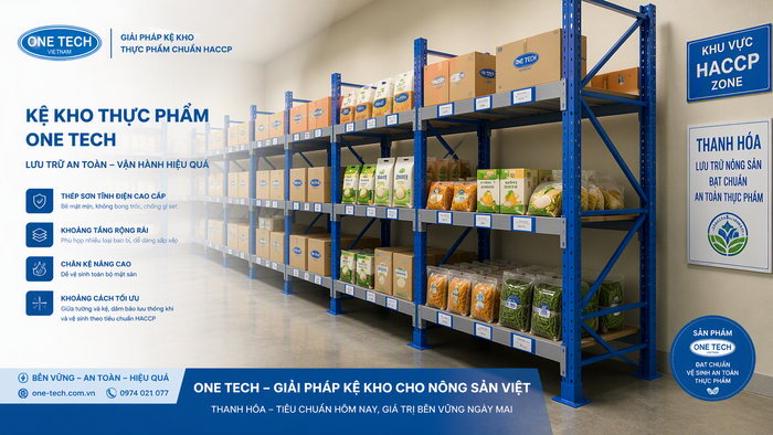 Kệ kho thực phẩm nông sản đóng gói dễ vệ sinh tại Thanh Hóa