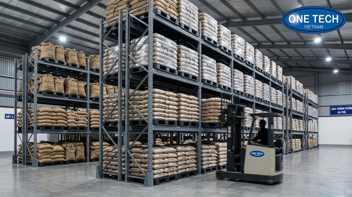 Kệ selective kho cà phê Thanh Hóa Kệ selective cho kho cà phê dùng xe nâng tại Thanh Hóa